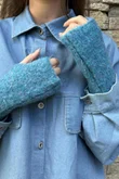 Boucle Fingerless Gloves Teal Melange